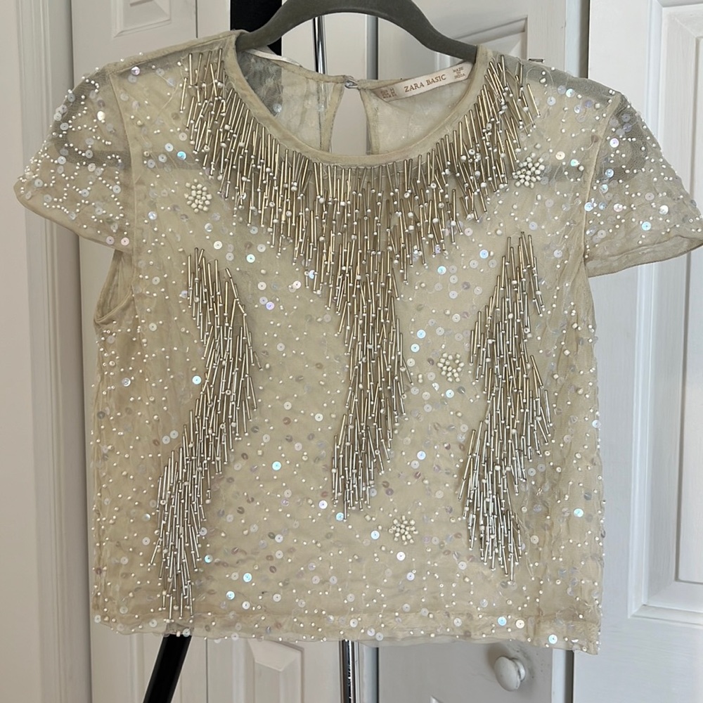 Zara crop beaded crop top.